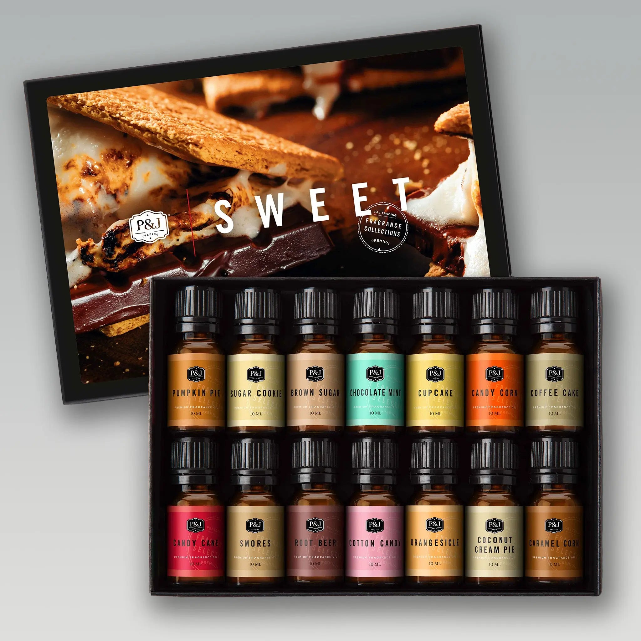 P&J Fragrance Oil Sweet Set, Chocolate Mint, Cotton Candy, Candy Cane,  Caramel