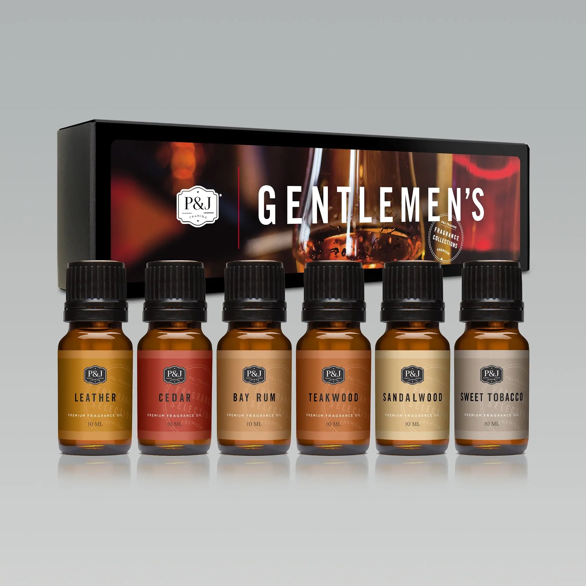 P&J Fragrance Oil  Gentlemen's Set of 6 - Scented Oil for Soap Making,  Diffusers, Candle Making, Lotions, Haircare, Slime, and Home Fragrance 