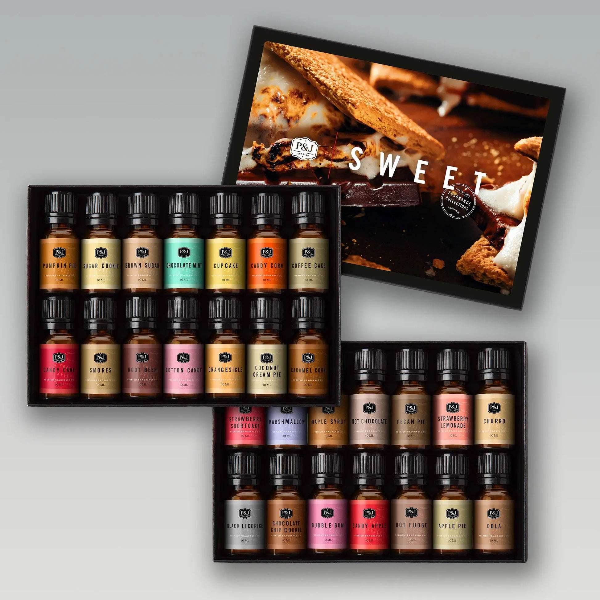 P&J Fragrance Oil Sweet Set, Chocolate Mint, Cotton Candy, Candy Cane,  Caramel